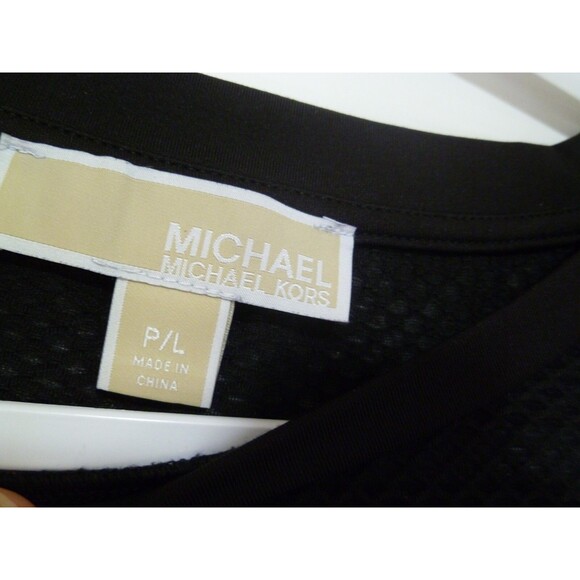 Michael Kors Women's Blouse P/L Black Netted Acsents Pullover Long Sleeved - Picture 2 of 5